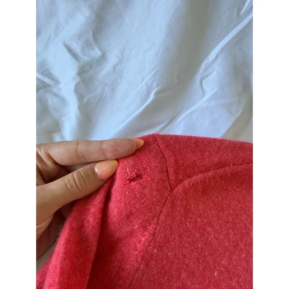 J.Crew Womens 100% Cashmere Crewneck Sweater Coral Red Size M Long Sleeve